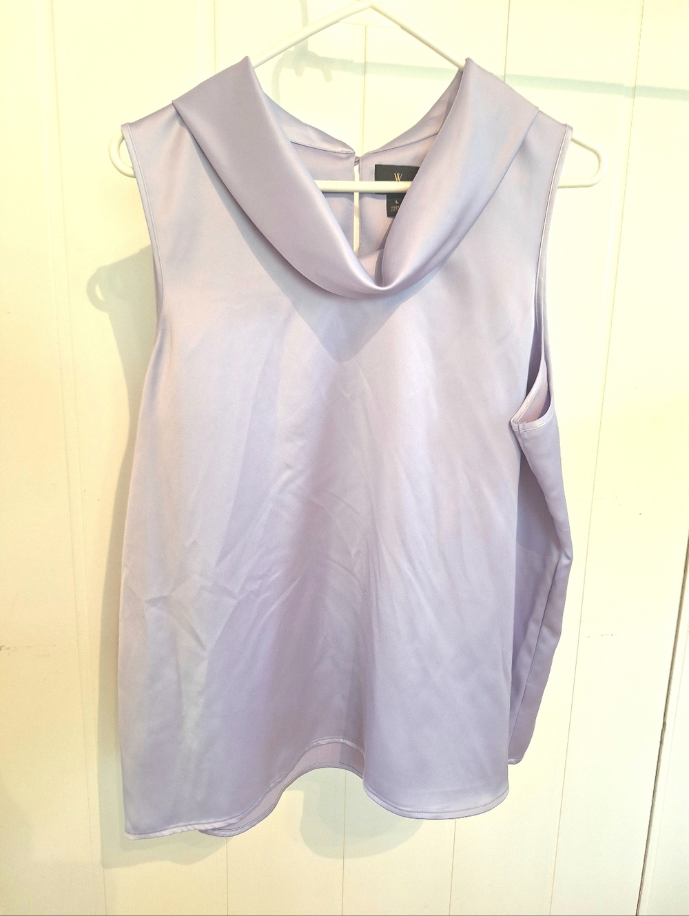 Worthington Lavender Satin Cowl Neck Sleeveless Blouse - Size L VGC